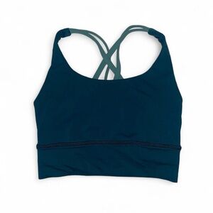 Lululemon teal green two tone energy bra cross cross back design in size 2